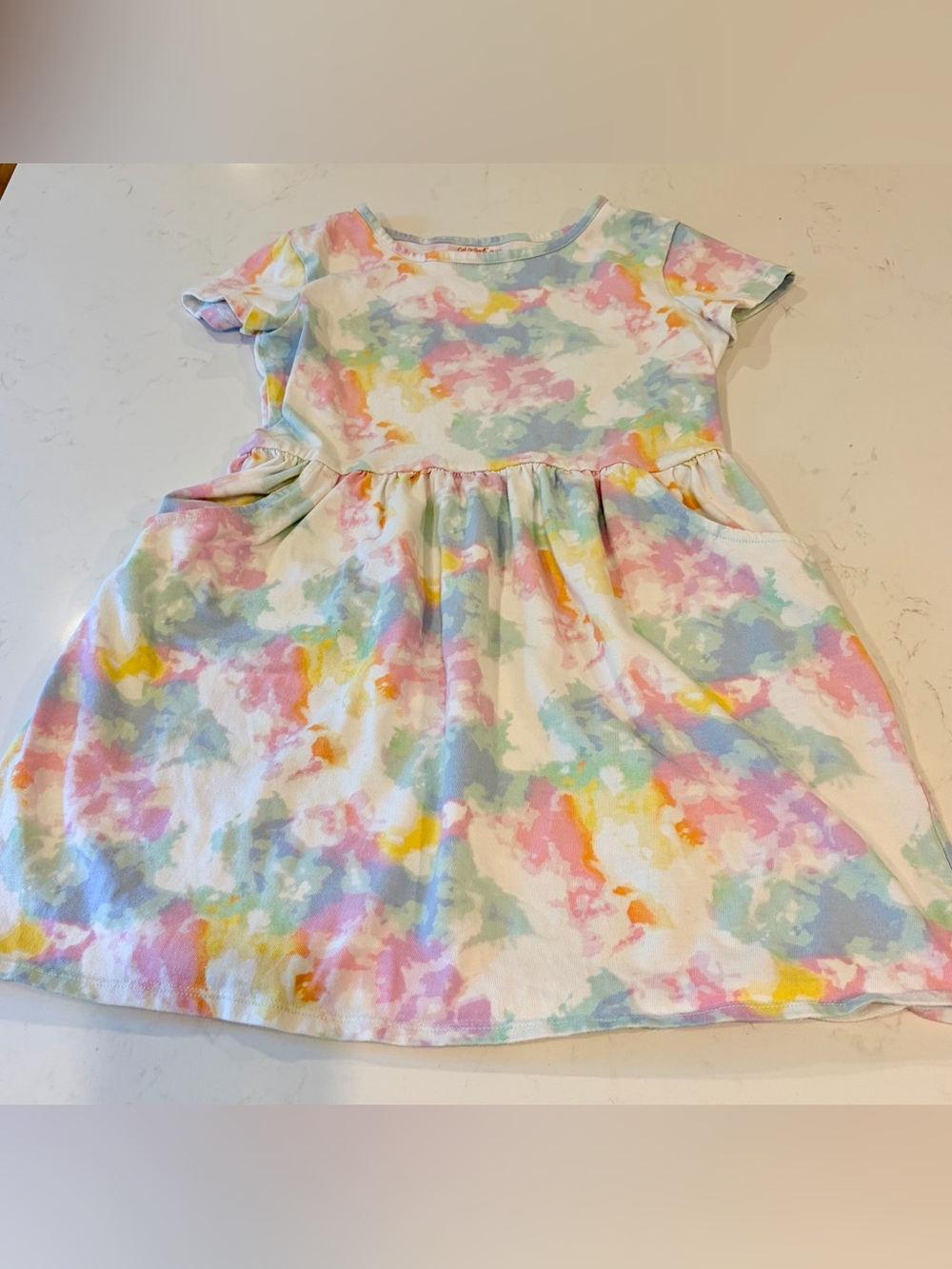 Cat & Jack Pastel Tie-Dye Short Sleeve Dress - Pink, Blue, Yellow, Green